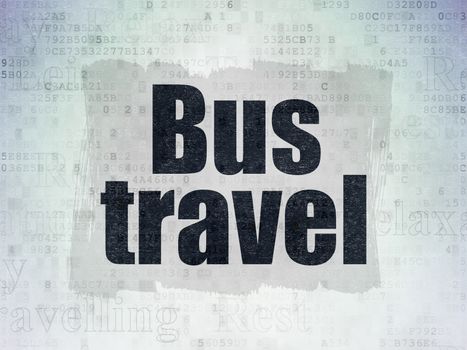 Travel concept: Painted black text Bus Travel on Digital Data Paper background with   Tag Cloud