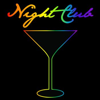 Gay night club background with stylized glass in rainbow colors