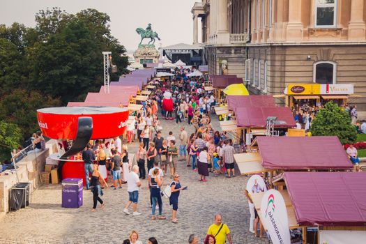 Budapest, Hungary - September 19, 2015: People visit at "Sweet Days - Chocolate and Candy Festival" that occurred on the dates 18-20.9.15 in Buda Castle, Budapest, Hungary.
