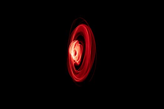 Glowing abstract curved red lines.