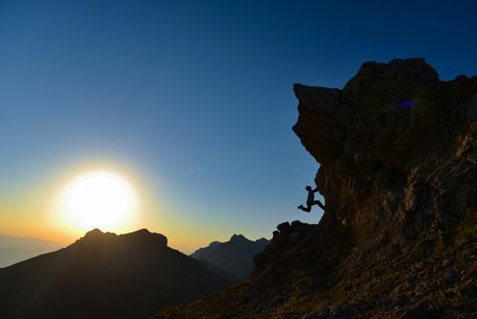 rock climbing in the high mountains