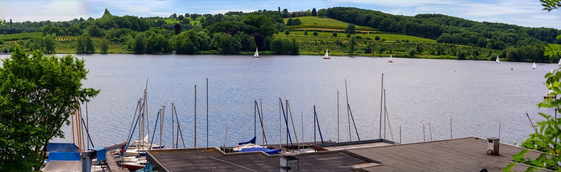 Essen in Germany, panoramic view from Baldeney Lake (Baldeneysee)