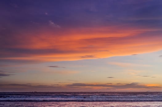 Sunset on the beach with beautiful reflecion and sky