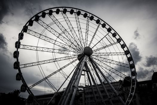 Budapest Eye (Sziget's Eye - ferris wheel) in dramtic black and white.