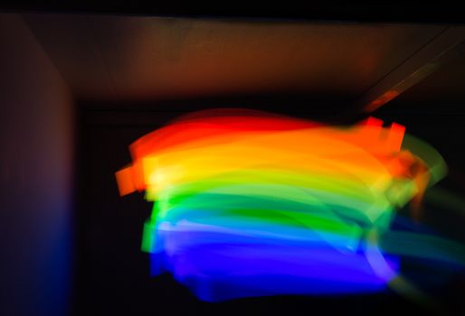 Abstract rainbow form of light in long exposure.
