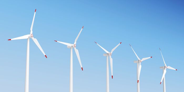 Group of wind turbines generating electricity