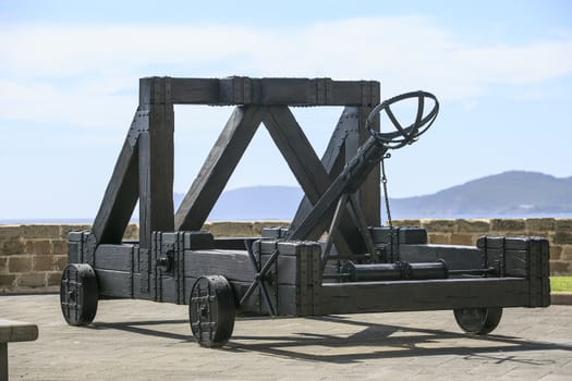 Old War wooden catapult in Sardinia