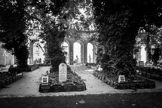 Memorial stones Jewish Cemetery which is located near Dohany Synagogue in Budapest, Hungary
