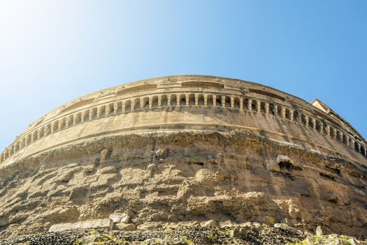 bottom view of Castel Sant Angelo in Rome, Italy