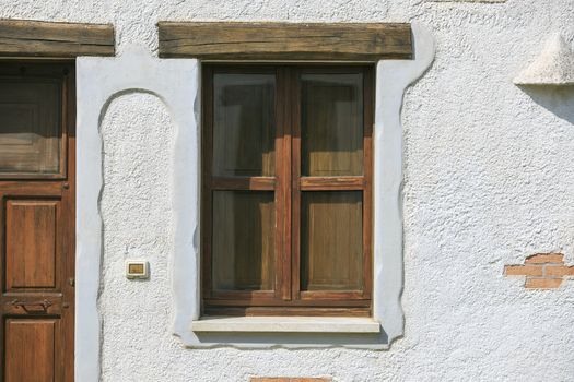 Old wooden window and door