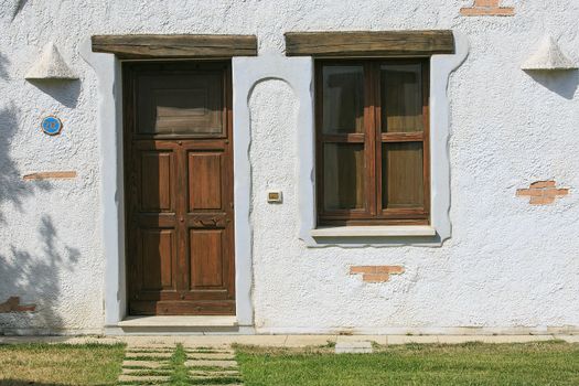 Old wooden window and door