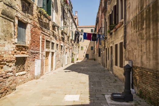 Old buildings and street in Venice, Italy