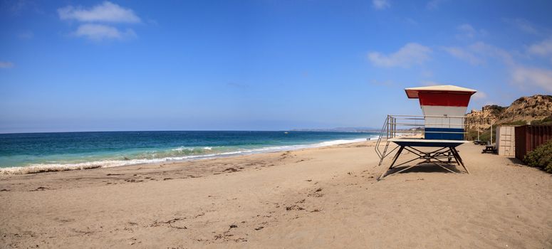 Lifeguard tower at the San Clemente State Beach in Southern California in summer