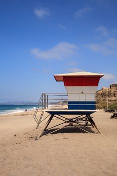 Lifeguard tower at the San Clemente State Beach in Southern California in summer