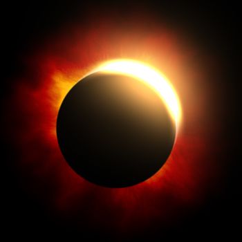 2d illustration of the beginning of a solar eclipse