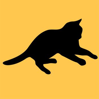  cat logo. Dark black silhouette isolated from background. Cat pet in line art.