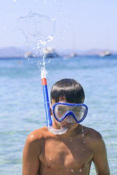 Boy with snorkeling mask