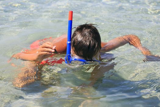 Boy with snorkeling mask