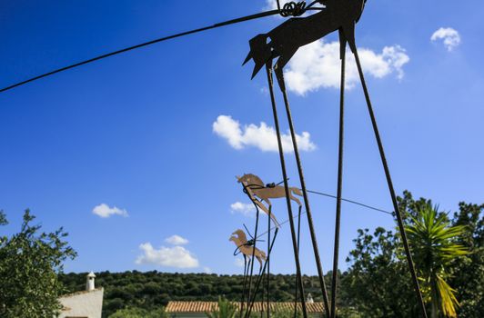 Iron horses and  sky photography