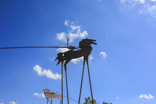 Iron horses and  sky photography