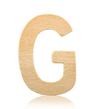 Single capital block wooden letter G isolated on white background, Save clipping path.