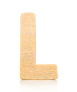 Single capital block wooden letter L isolated on white background, Save clipping path.