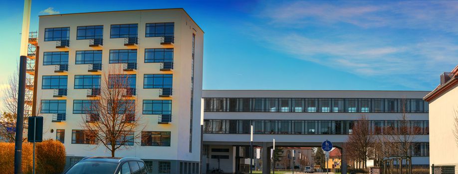 The Bauhaus in Dessau.  School buildings for design, art and architecture.