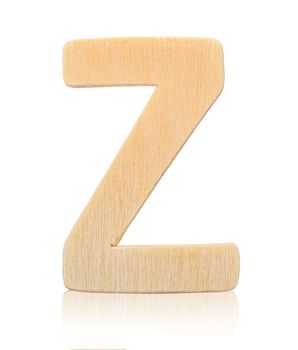 Single capital block wooden letter Z isolated on white background, Save clipping path.