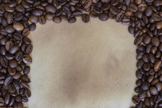 Coffee beans on a vintage paper 