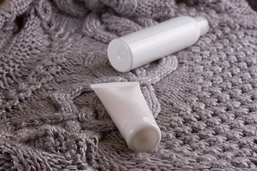 Light knitted sweater, tube, concept top view