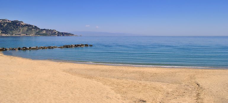 empty sandy beach in a sunny day in Sicily, Italy