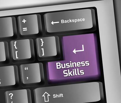 Keyboard Illustration with Business Skills wording
