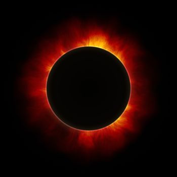 2d illustration of the beginning of a solar eclipse