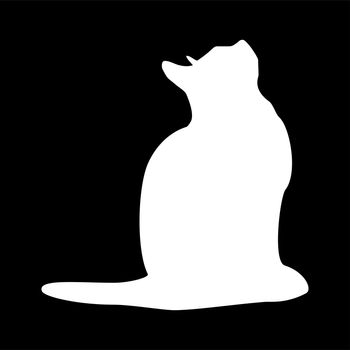  cat logo. Light white silhouette isolated from background. Cat pet in line art.