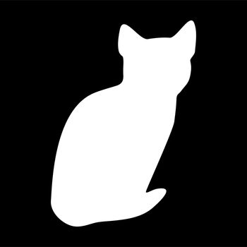  cat logo. Light white silhouette isolated from background. Cat pet in line art.