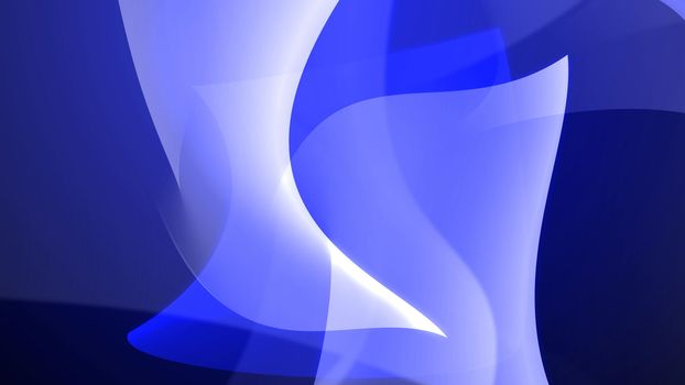 Impressive and enigmatic 3D illustration of a surrealistic and abstract picture which displays two cury transparent white lines on a tender looking blue background