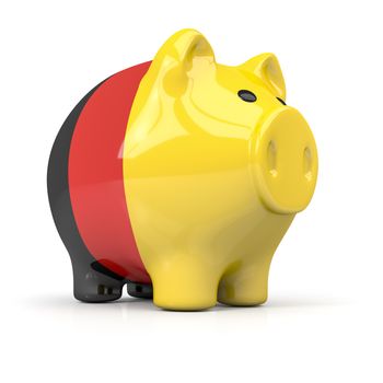 3d rendering of a fat piggy bank in german colors