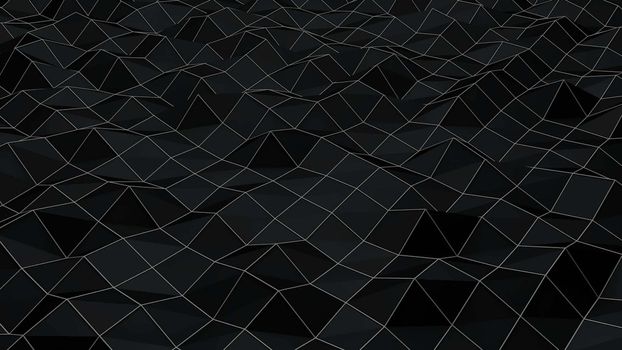 Black Low Poly Abstract Background. 3d rendering