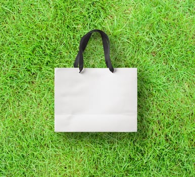 paper bag for shopping on a grass background