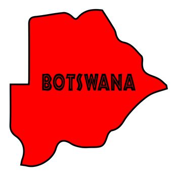 Botswana outline in silhouette over a white background