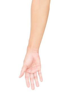 Man arm with blood veins on white background with clipping path, health care and medical concept