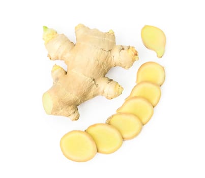 Fresh ginger isolated on white background with clipping path
