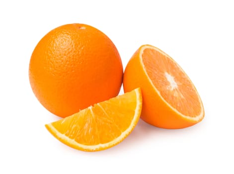 Orange fruit and slice isolated on white background with clipping path