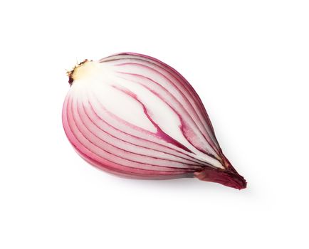 Red onion slice on white background with clipping path