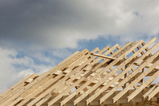 Unfinished roof in wooden home.