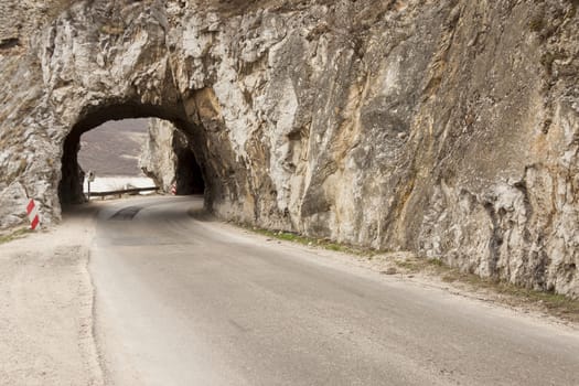 Narrow route and small tunnel - Golubac, Serbia, Balkan.