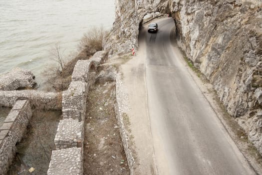 Narrow route and small tunnel - Golubac, Serbia, Balkan.