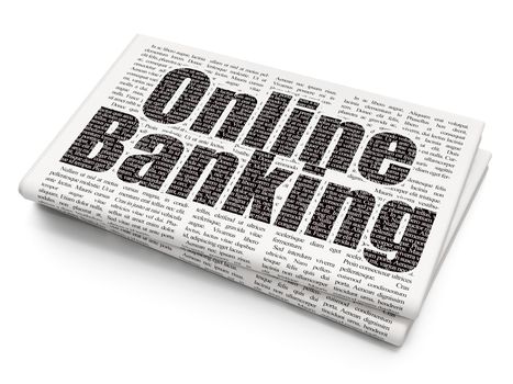 Banking concept: Pixelated black text Online Banking on Newspaper background, 3D rendering