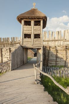 Battlements in Biskupin archaeological  museum - Poland.