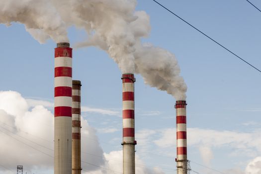 Big pollution in Polish Coal Power Plant - Patnow, Konin, Europe.